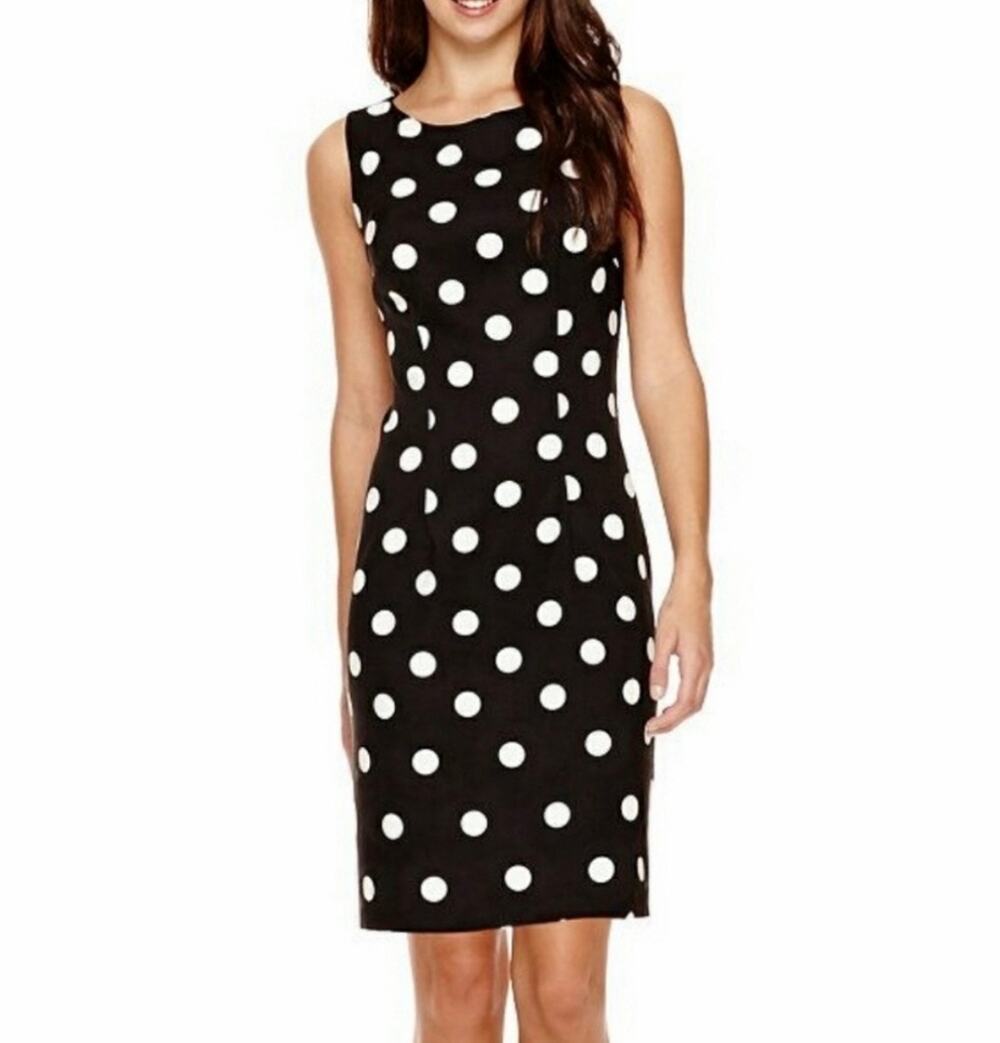 Alyx Dress black & white Polka dot sheath midi bodycon dress sz 12